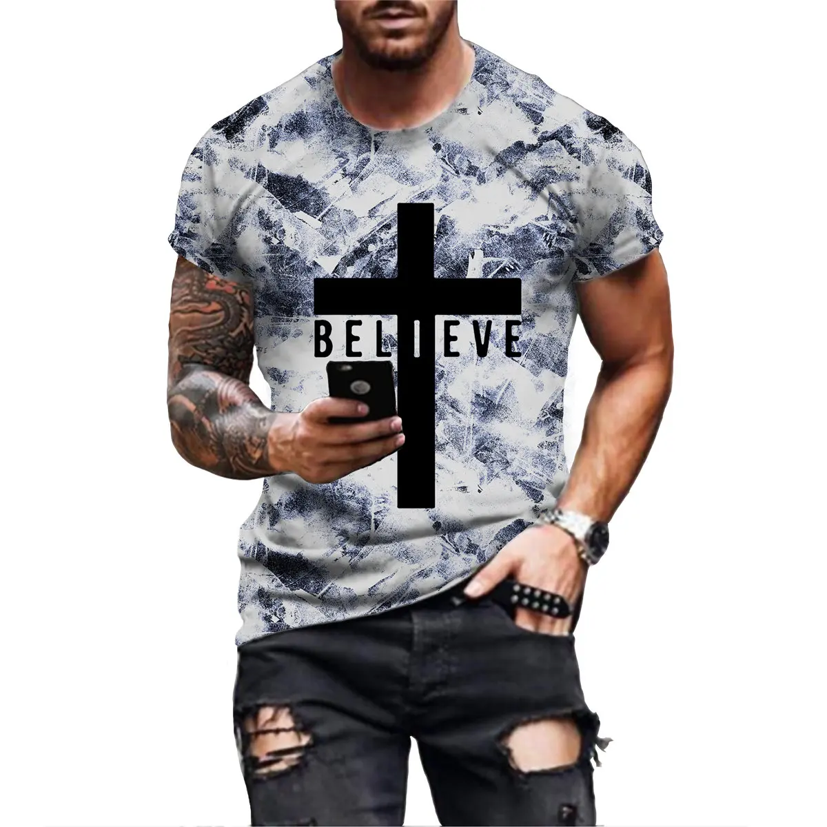 Summer Streetwear Jesus Christ Cross T Shirts Men Fashion T-Shirt Harajuku Funny Tee Jesus Graphic Tops