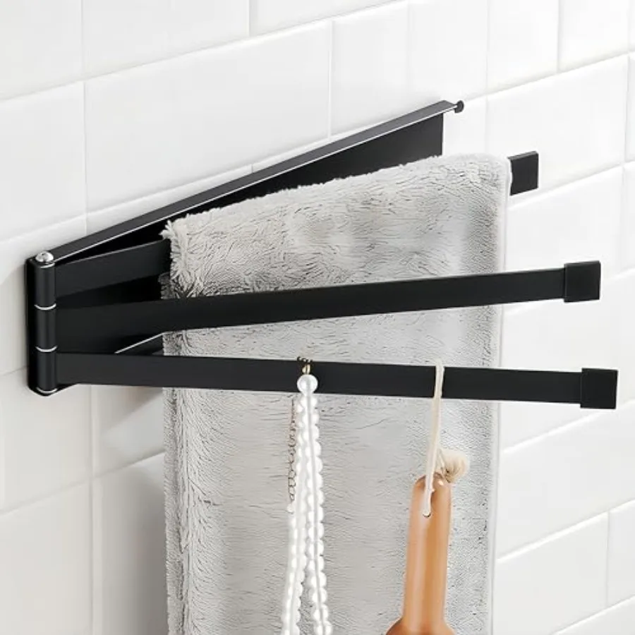

Small Swivel Foldable Towel Rack, 24cm 9.45 in Rotating 3-Arm Towel Bar Rod, Space Saving Wall Mounted Holder, Stainless Steel