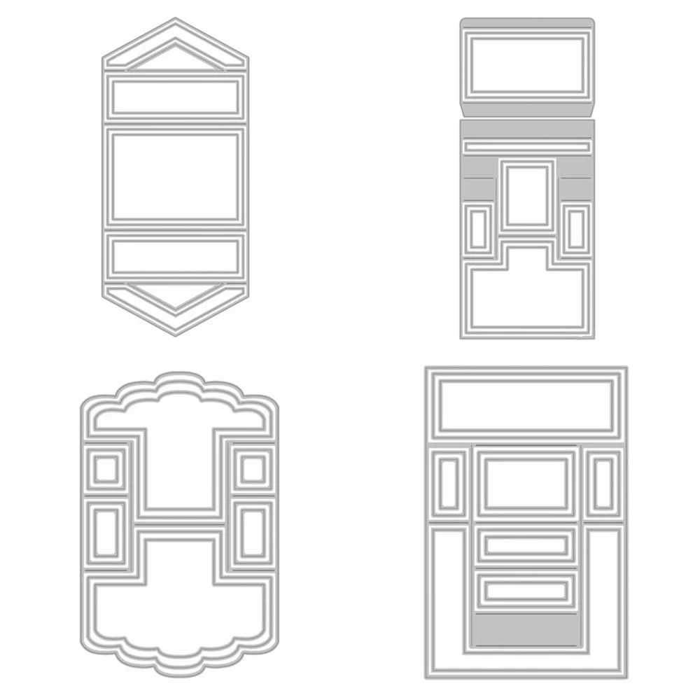 Double Gatefold Card Metal Cutting Dies Center Stepper Die Cuts for DIY Scrapbooking Cards Embossing Decorative Crafts