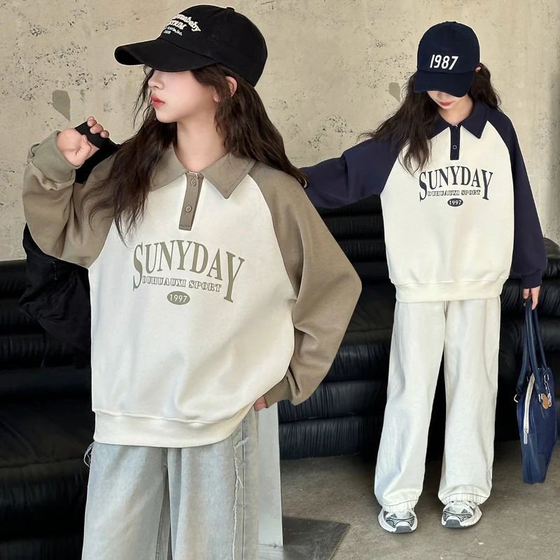 

Fashion Children Cotton Sweatshirt for Teen Girls New Autumn Outfit Wholesale Kids Clothing Age 5 6 7 8 9 10 11 12 13 14 Years