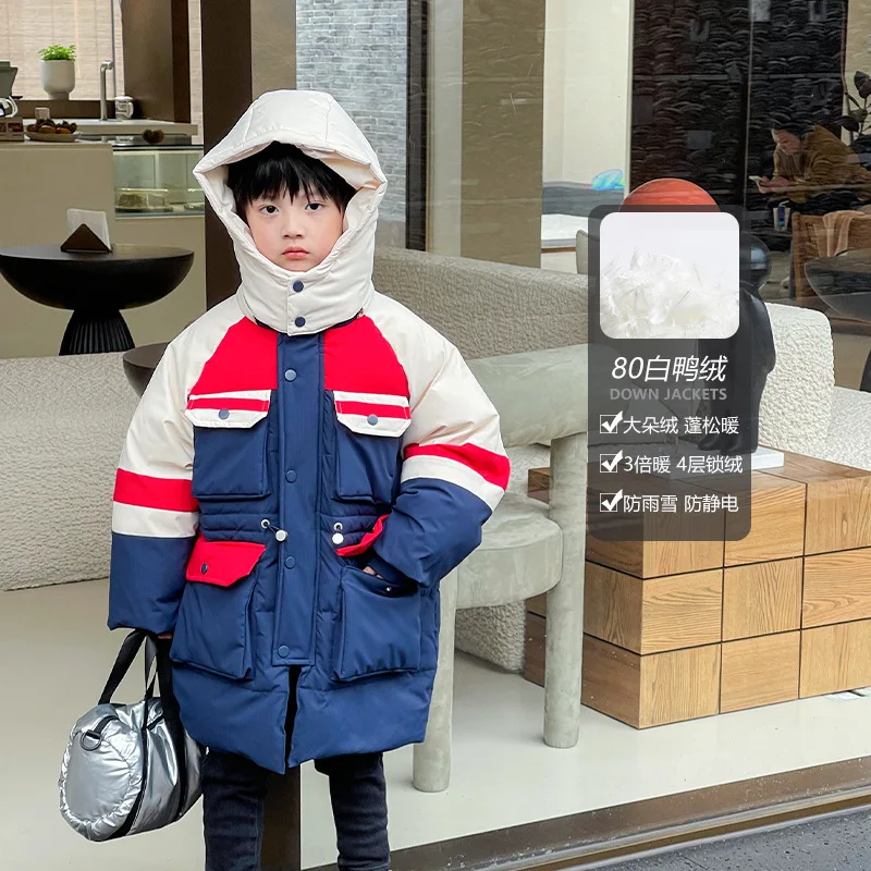 Winter clothes New fashion style boys' white duck down jacket children's warm cotton padded jacket Children's rush suit