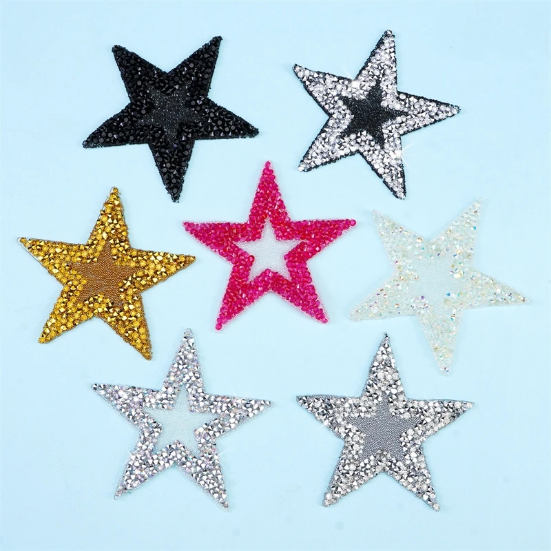 8CM Glitter Stars Stickers Sequined Star Patch DIY Fabric Appliques Badge Iron On Coats Jeans Pants Badge Accessory