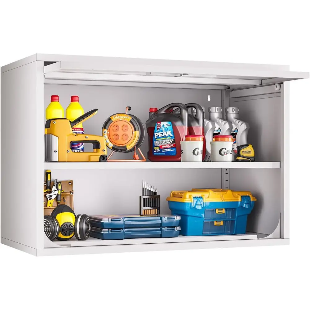 

Wall-Mounted Steel Storage Cabinet with Lip and Lock for Garage, Bathroom, Kitchen