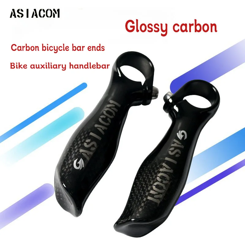 Manillar de Bicicleta de Fibra de Carbono Completa ASIACOM con Extremos de Aleación de Aluminio, Ultraligero, Ergonómico, para MTB, Puños Auxiliares para Bicicleta, Piezas de Ciclismo