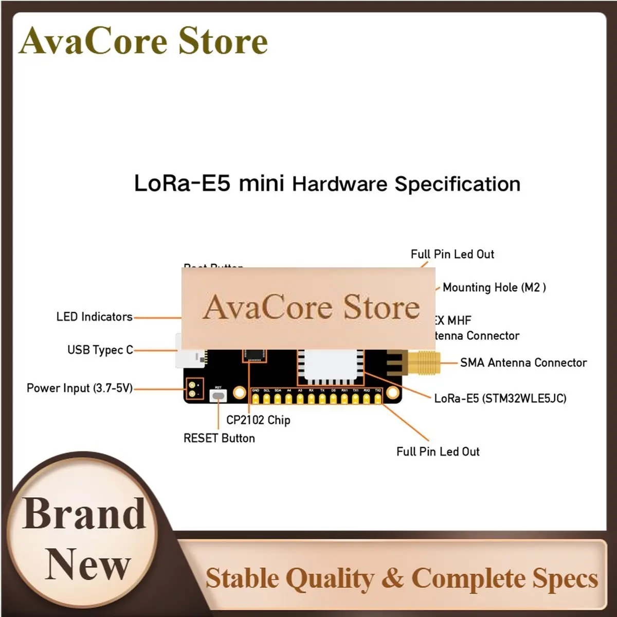 AvaCoreNew Electronics Wio-E5 Mini Dev Board - STM32WLE5JC, ARM - And SX126x Embedded, Supports LoRaWAN On EU868 & US915