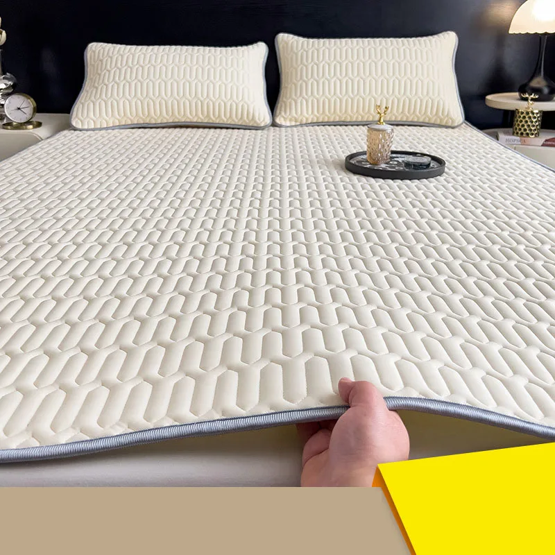 Nordic Summer Latex Ice Cooling Mat Set Thick Folding Air Conditioner Mattress Topper with Strap Solid Color Soft Bedding Sets - view 5