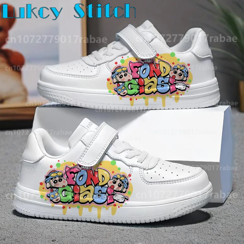 Nuevo superventas, zapatos con estampado de crayón Shin de dibujos animados para niños, niñas, jóvenes estudiantes, zapatos casuales de suela blanda, regalo de Navidad