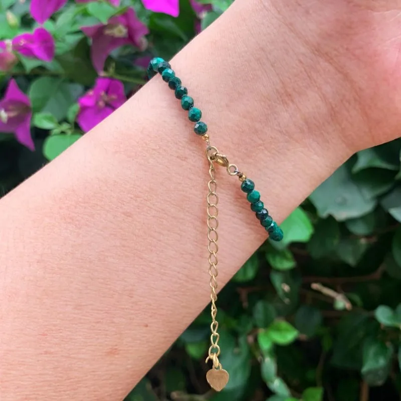 سوار رائع من كريستال الملكيت، سوار بسيط من الأحجار الكريمة الطبيعية #5