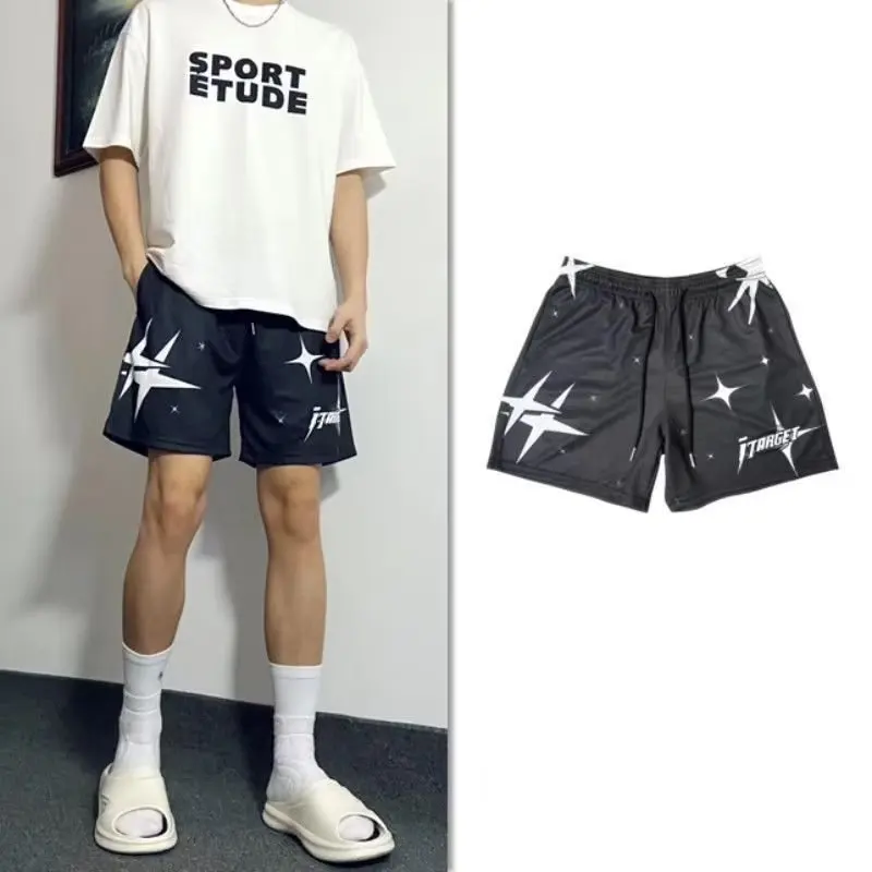 American basketball sports trendy brand shorts that don't reach the knees, running and fitness, casual, breathable and comfortab