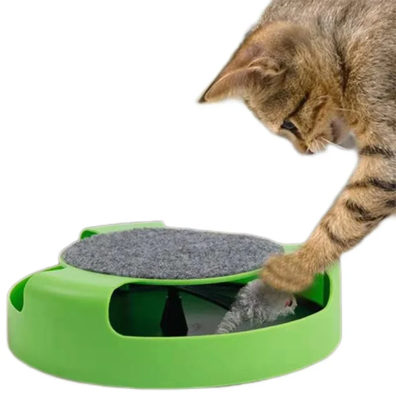 Pet Automatic Toy Tease Cats Interactive Mouse Running Along The Track Turntable Toy Smart Teasing Cat Stick Crazy Game Cat Toy