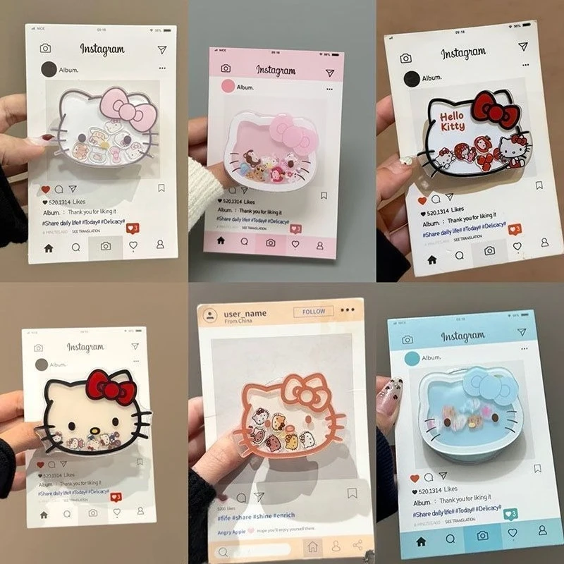 New Sanrio Cute Cartoon Animation Hello Kitty Exquisite and Stable Telescopic Lazy Artifact Portable Airbag Stand Wholesale