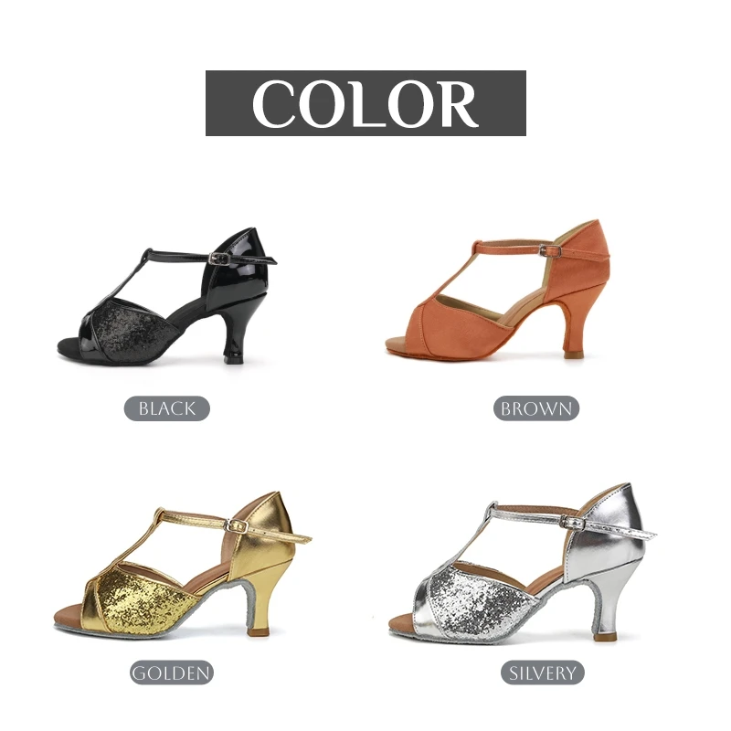 Women New Latin dance shoes  adults 5cm/7cm heel soft soled dance shoes Chinese standard Cha Cha girls sequined dance shoes