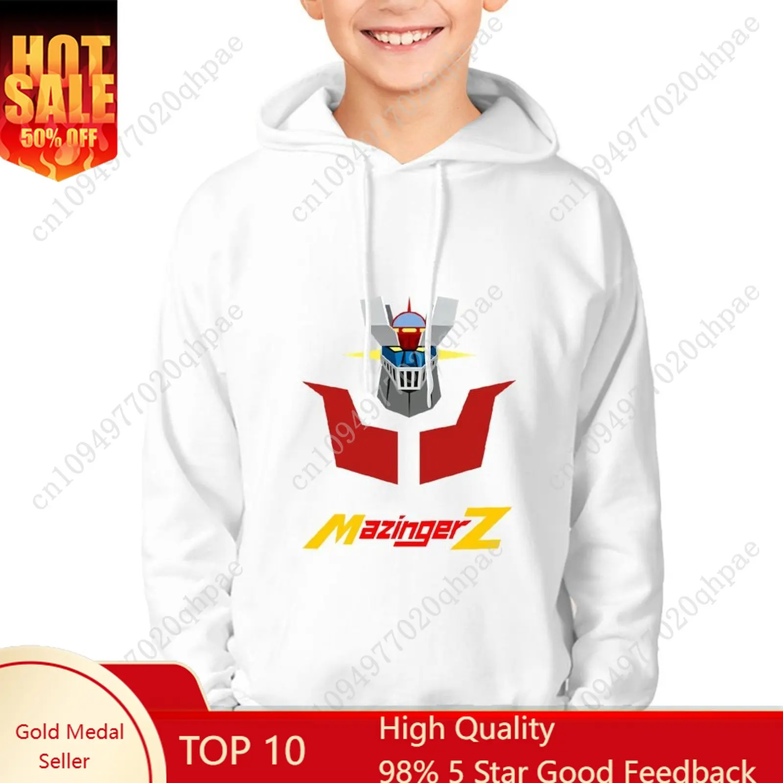 

Толстовка с капюшоном Mazinger Z для мальчиков и девочек, детская хлопковая термокофта, легкая, дышащая, удобная, изготовленная на заказ, весенне-осенние топы