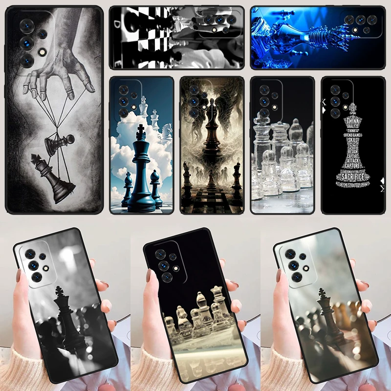 Glass Game Of Chess Game For Samsung Galaxy A52 A72 A73 A20e A21S A50 A70 A11 A12 A42 A31 A40 A51 A71 A32 A80 A91 Phone Case