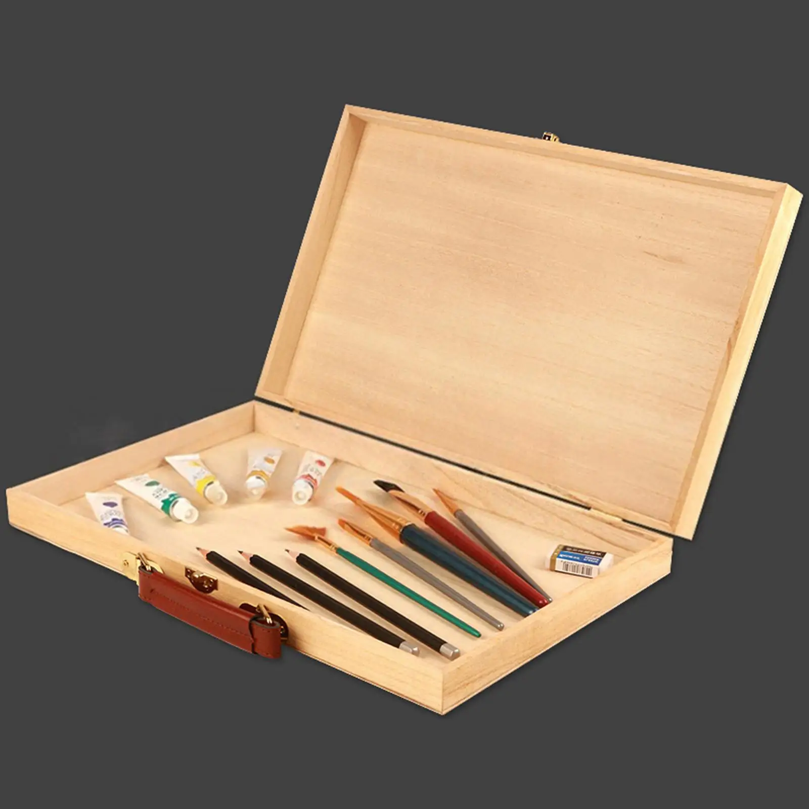Art Tool Organizer Compact Wooden Carry Box Lightweight Storage Solution for Home Studio Outdoor Drawing Supplies