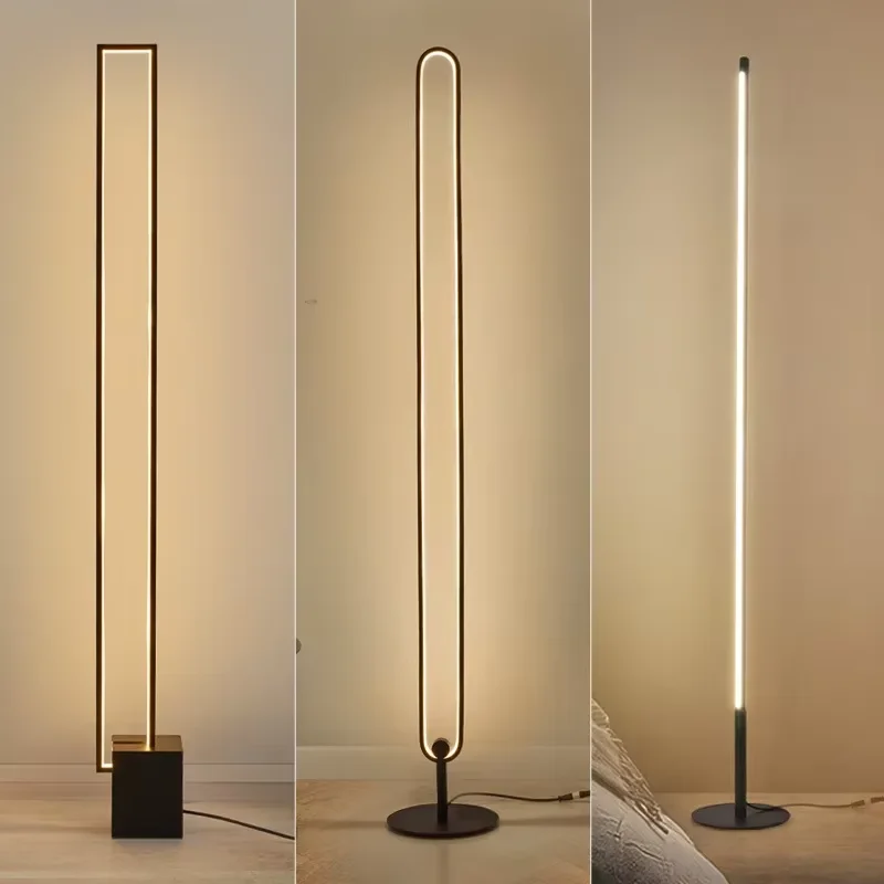 Nordic Geometry Floor Lamp Modern Minimalist Black Stand Lights For Bedroom Bedside Living Room Mood Light Study Standing Lamp