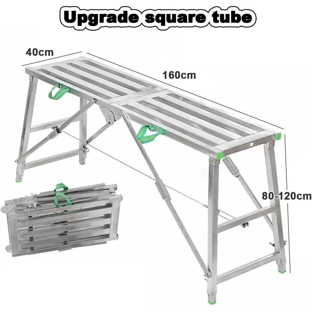 Adjustable Height Portable Folding Scaffolding Ladder StoolMultipurpose Work Platform for Home Improvement Cleaning and DIY