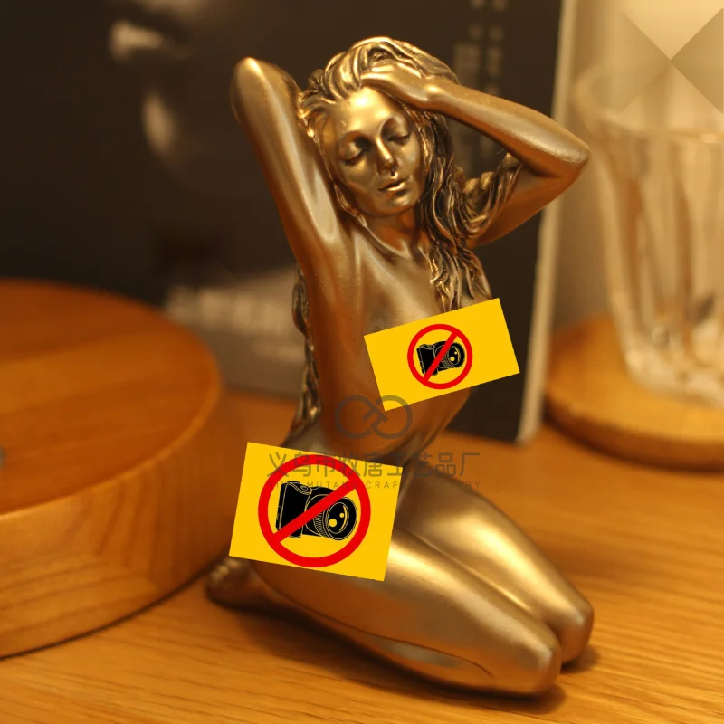 

Golden sexy goddess statue ornament, yoga studio gift table ornament, woman figure sculpture handicraft