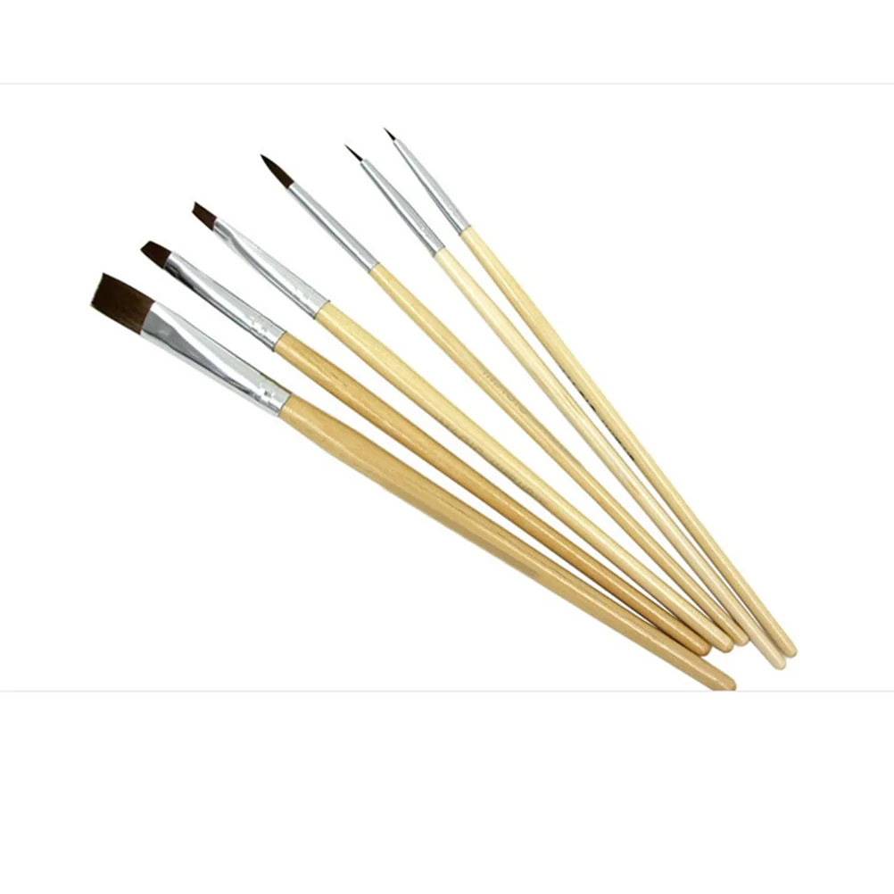 

6pcs Makeup Set Soft Nylon Bristles Wooden H Cosmetics Tools Women Halloween Nail Makeup Brush For Woman Art Daily Use