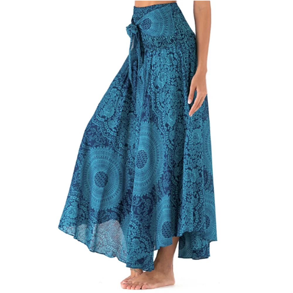 Maxi Boho Lange Röcke für Damen Bohemian Rock mit Blumenmuster Gypsy Boho Hippie Yoga Urlaub Strand – Detail 38