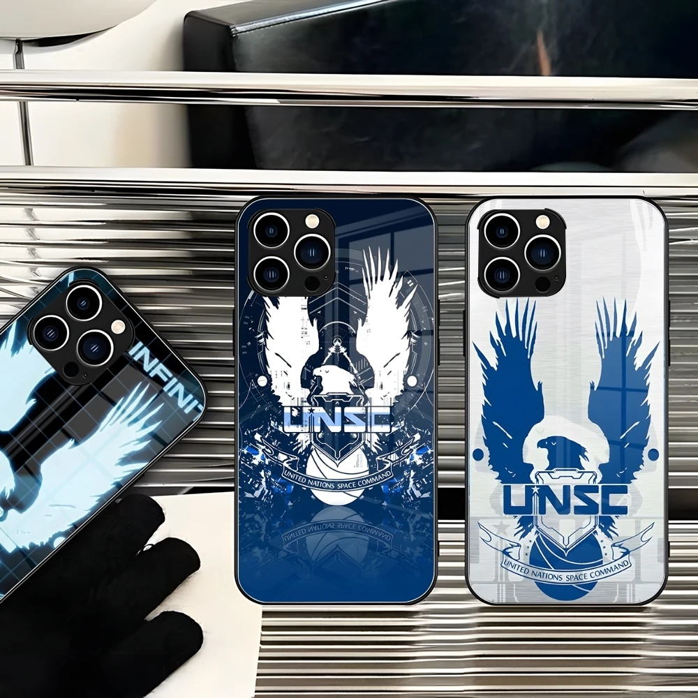 Чехол для телефона Halo UNSC для IPhone 16 14 15 Pro Max Plus 13 12 11 X XR XS 8 7 6 MINI SE 2022, стеклянный дизайнерский чехол-накладка