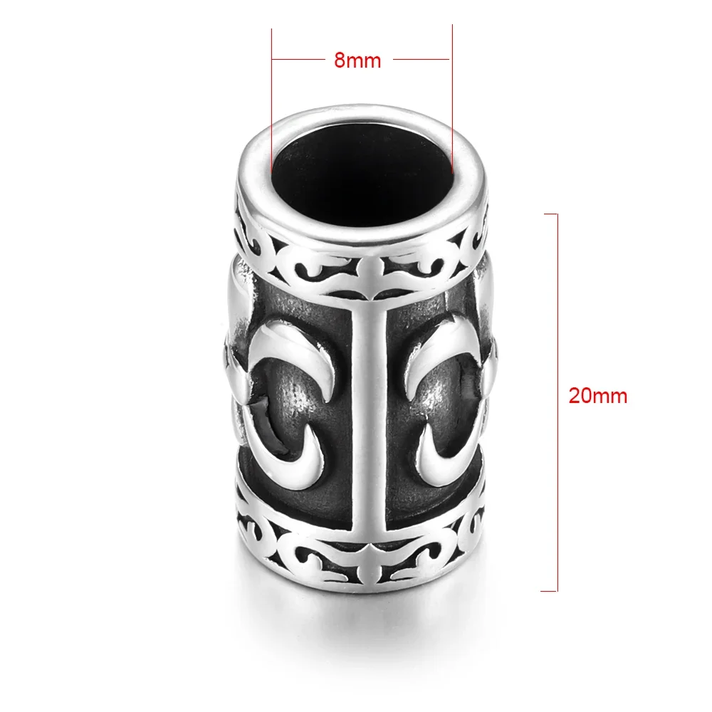 Stainless Steel Slider Tube Beads Blacken Slide Charms Large Hole 8mm for Bracelet DIY Accessories Jewelry Making Supplies