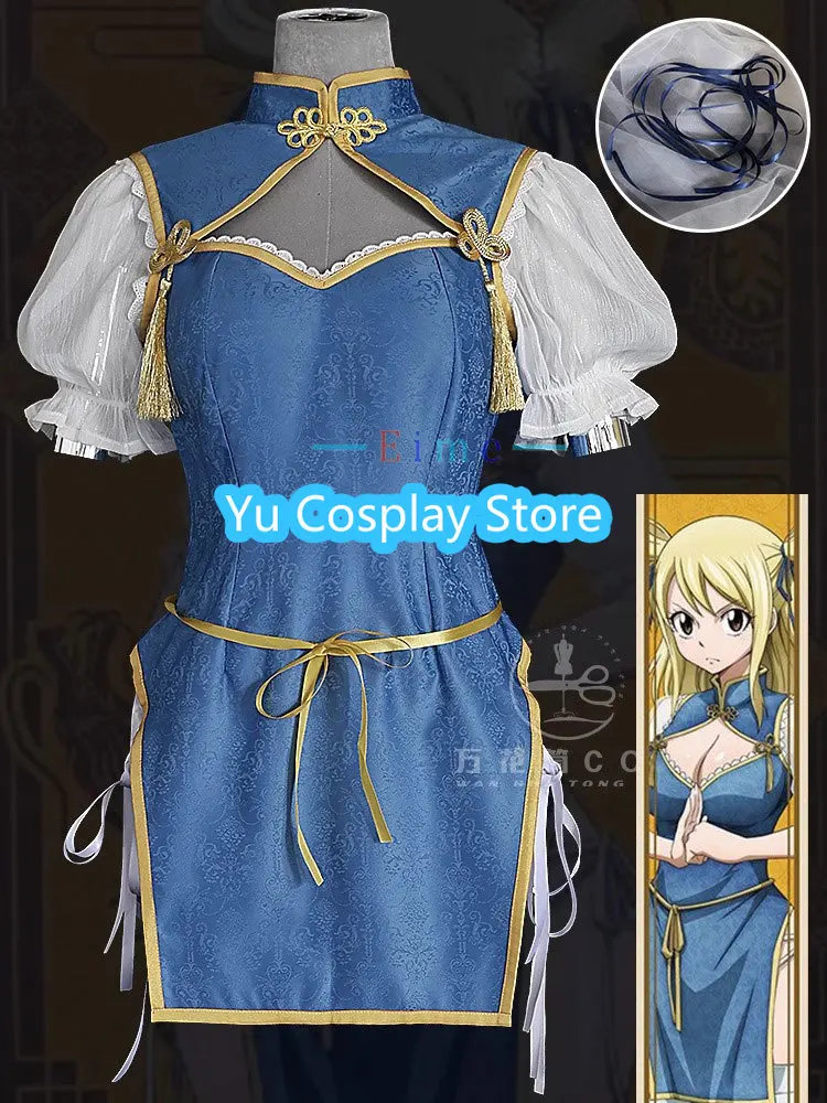 Lucy Cosplay Costume  Anime FAIRY TAIL Cosplay Clothing Sexy Cheongsam Dress Suit Halloween Uniforms Custom Made