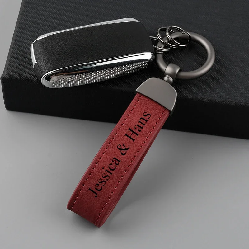 Custom Logo Fashion Microfiber Leather High-end Car Keychain Chain Personalized Keyring Laser Engrave Key Ring Gift Bulk