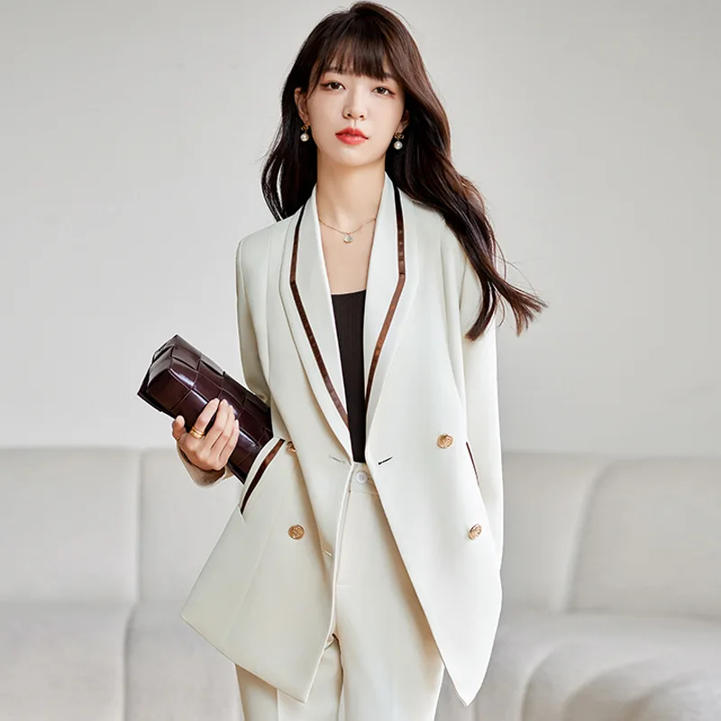 

Formal Pantsuits for Women Professional Office Ladies Business Work Wear Female Blazers Femininos Beauty Salon OL Trousers Set