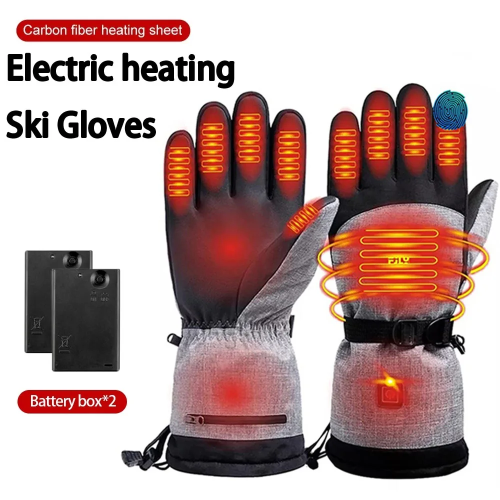 

Heated Skiing Gloves Winter Warm With Battery Case Electric Heating Gloves Outdoor Warm Motorcycle Heated Gloves Touch Screen