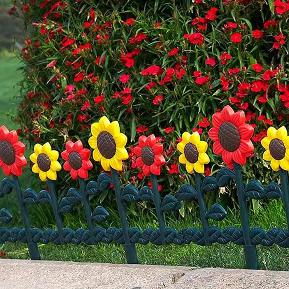 

Sunflower Fence 10pcs Decorative Garden Fencing Plastic Yard Border Outdoor Patio Edge Reusable Lawn Enclosure Sturdy Flowerbed