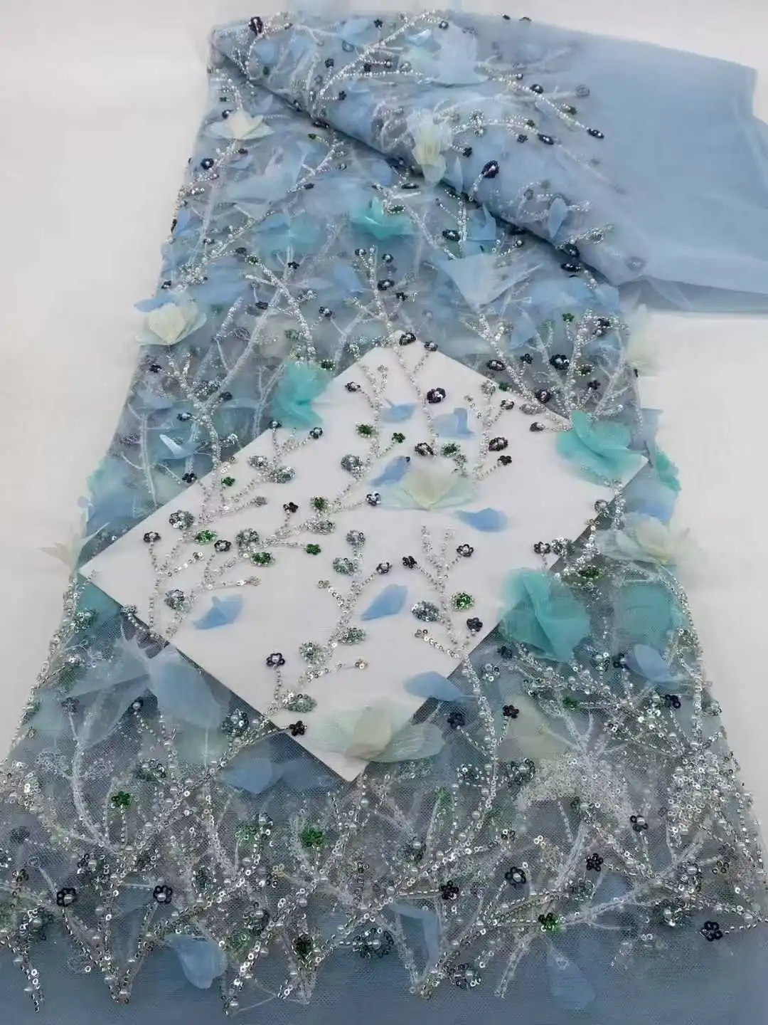 ใหม่ 3D Appliqueผ้าคุณภาพสูงลูกไม้แอฟริกันผ้า 2025 ภาษาฝรั่งเศสคําสุทธิลูกไม้ผ้าเย็บปักลูกไม้Tulleไนจีเรียชุด.