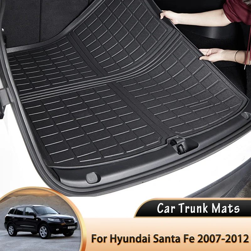 for Hyundai Santa Fe MK2 CM 2007~2012 EVA Car Rear Trunk Mats Waterproof Protective Cargo Liner Trunk Tray Floor Mat Accessories