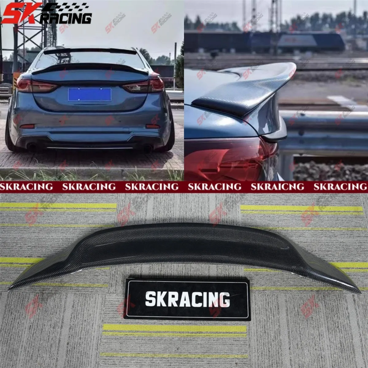 

Кованое/углеродное волокно/глянцевое черное крыло заднего спойлера подходит для Mazda 6 Atenza 2014-2017