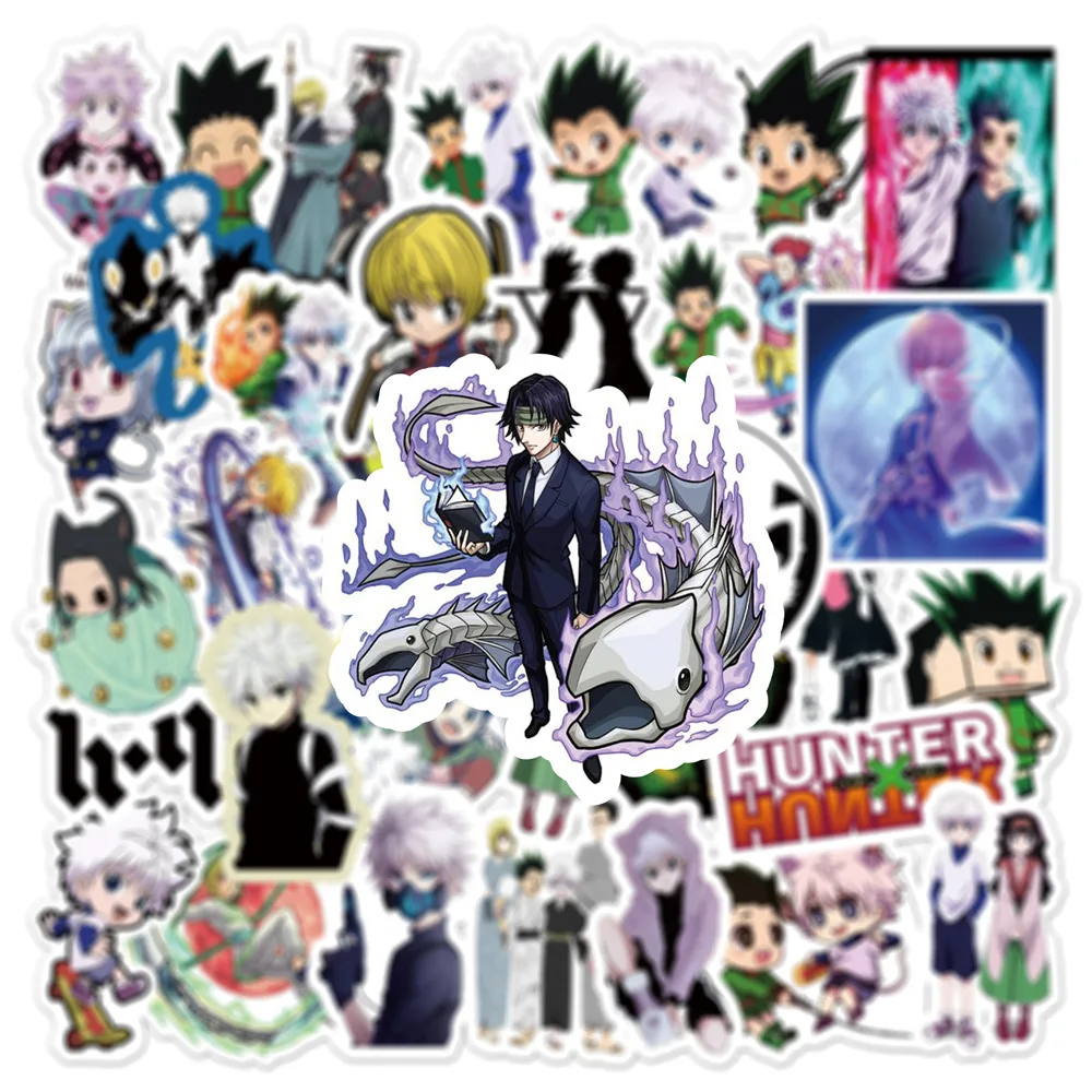 50/100 Uds Anime Hunter X Hunter pegatinas portátil teléfono coche motocicleta guitarra Cool dibujos animados Graffiti vinilo calcomanía juguetes clásicos para niños