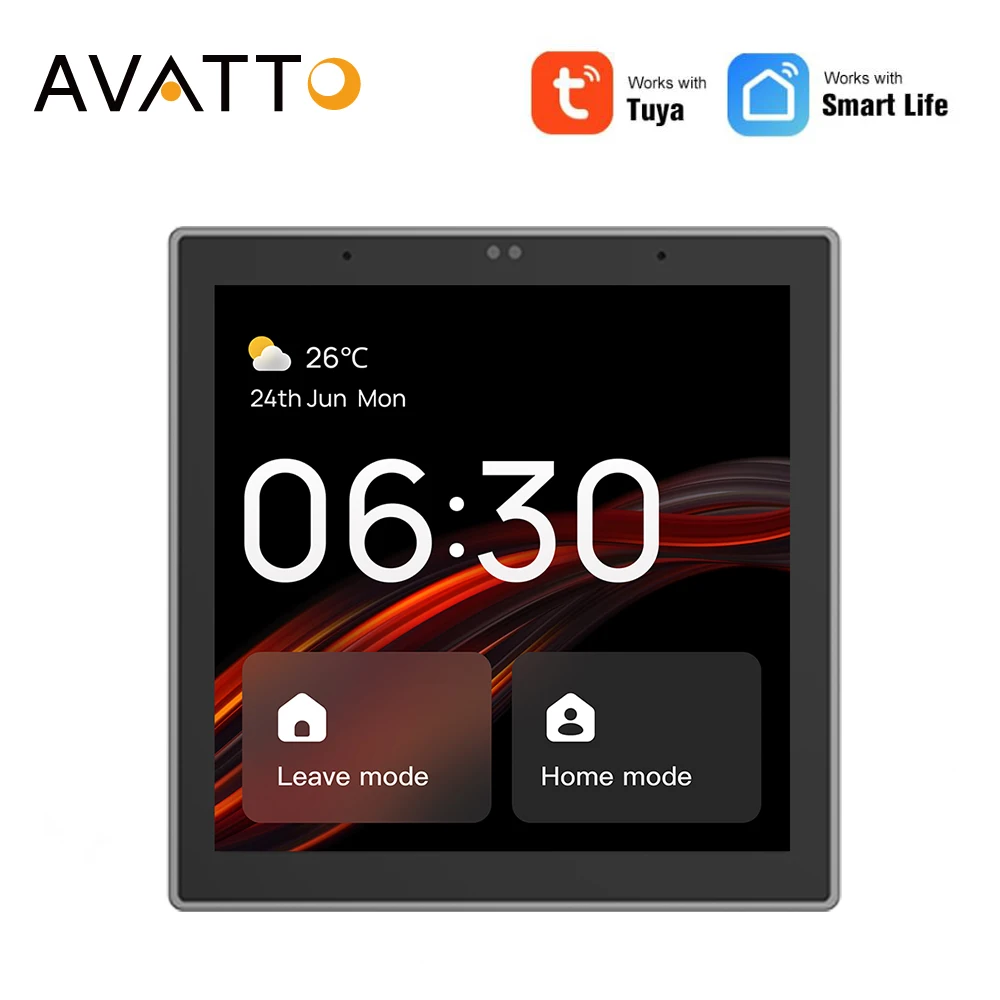 AVATTO Smart 4 Inch Multi-functional Control Panel,Tuya Touch Screen Switch Control Smart Home Central Panel with Smart Life App