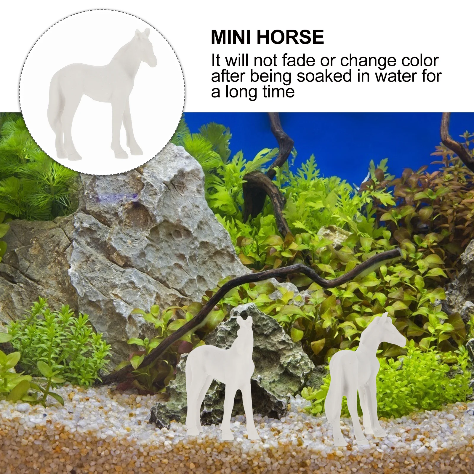 

1Pcs Mini Simulation Horse Resin Ornament Reptile Tank Decor Durable Practical Easy Carry Reptile Tank Ornament