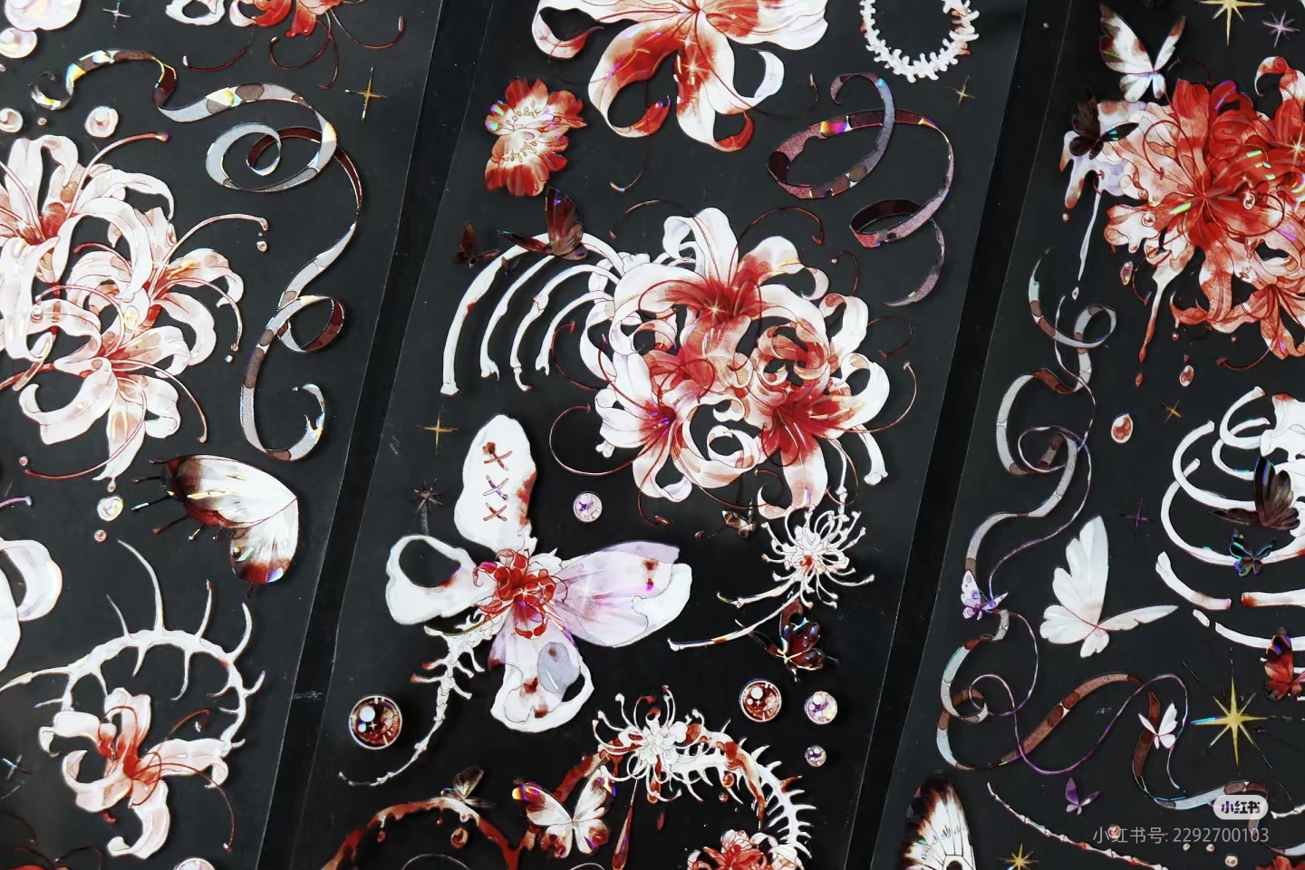 

Gothic Red Spider Lily and Bones PET Tape Shiny