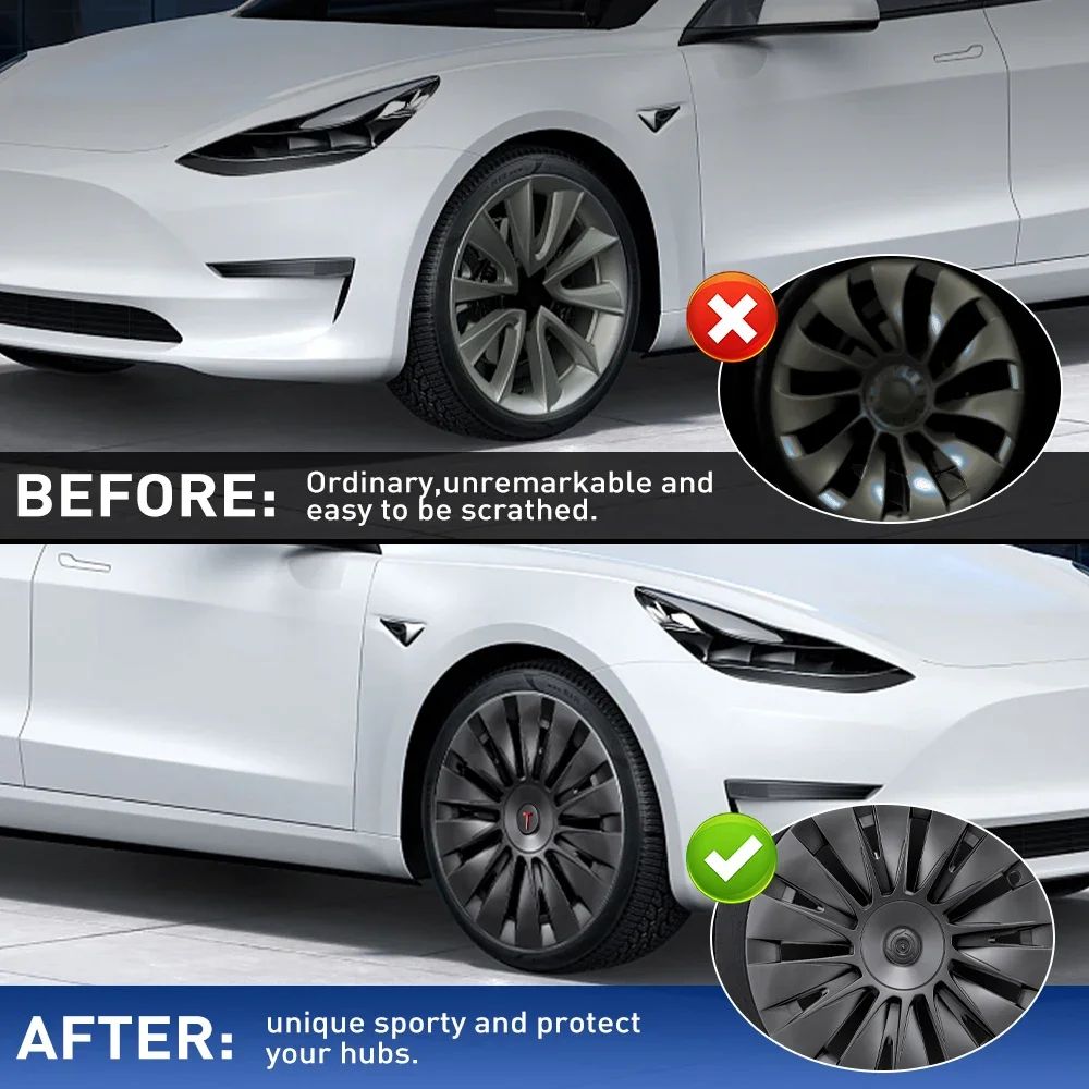 HAOLIDE 19 Inch Wheel Covers Hubcaps For Model Y 2018-2024 Matte Black ABS Wheel Hub Caps Full Wrap Rim ProtectorExterior Access