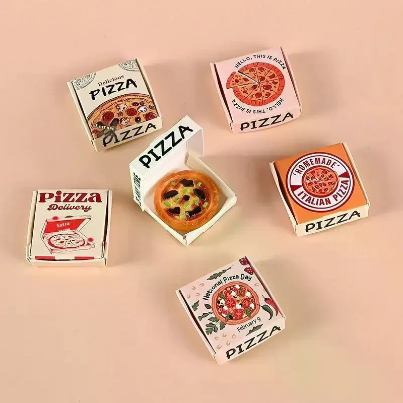 5/10 ชิ้น 1:12 โมเดลกล่องพิซซ่าจิ๋วสำหรับบ้านตุ๊กตา อุปกรณ์ตกแต่งบ้านตุ๊กตา ของเล่นจำลองอาหารจิ๋ว ของเล่นเล่นสมมติ DIY