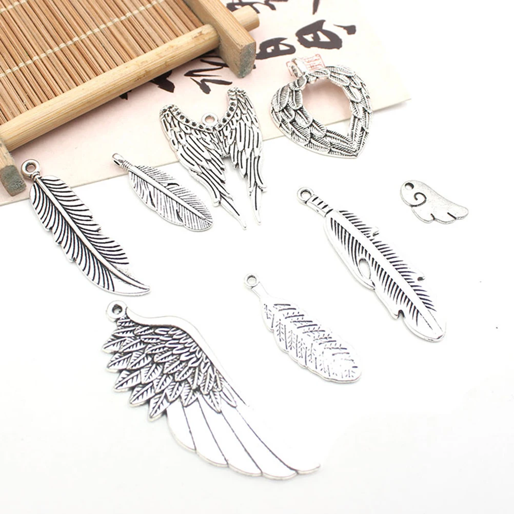 

40pcs Alloy Jewelry Accessories Wing Angel Pendants Diy Necklace Bracelet Keychain Making Set Eco-Friendly Zinc Alloy