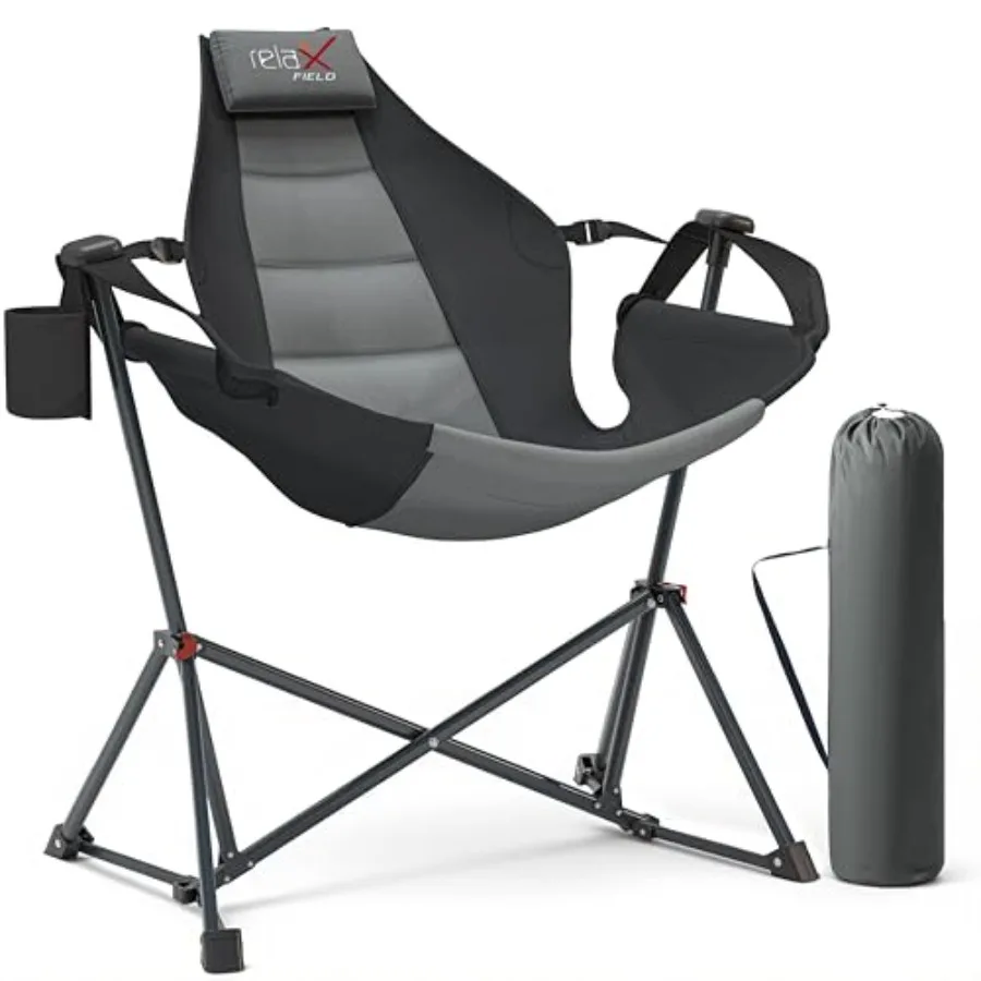 

Hammock Camping Chair with Adjustable Backrest, 350LBS Heavy Duty Oversized Swinging Chair Portable Folding Rocking Chair with