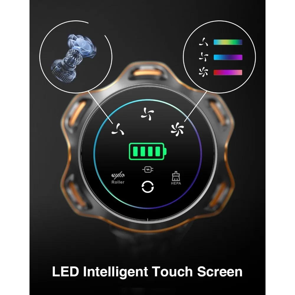 مكانس كهربائية 580 وات 48 كيلو باسكال 65 دقيقة للمنزل، مكنسة كهربائية قائمة بذاتها مع فرشاة مضادة للتشابك وشاشة لمس OLED