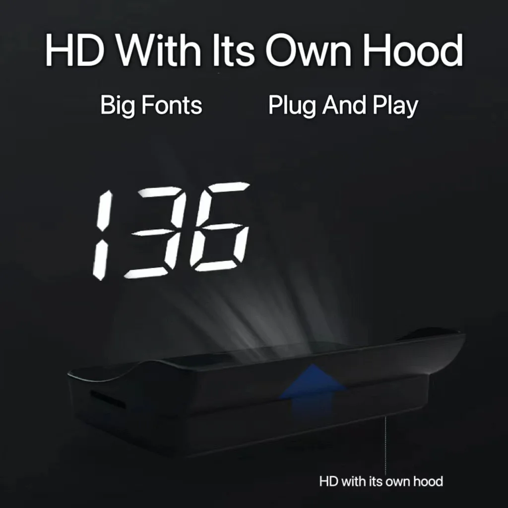 Universal Car HUD Display GPS Speedometer KMH MPH Projector Plug and Play Auto Accessories Windshield Anti-Glare Head Up Display