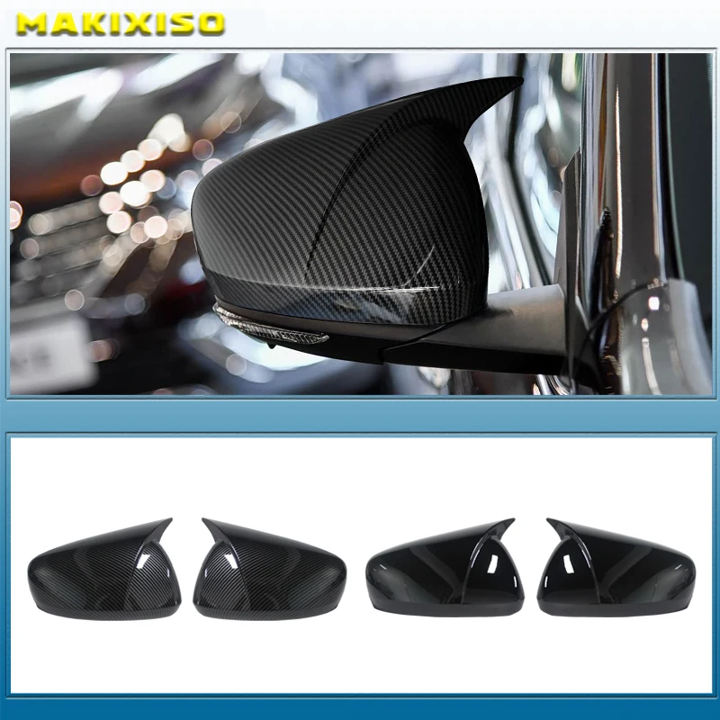 For Renault Koleos MK2 HC For Samsung QM6 2017-2023 Glossy Black Carbon Fiber Style Rearview Mirror Protective Cover