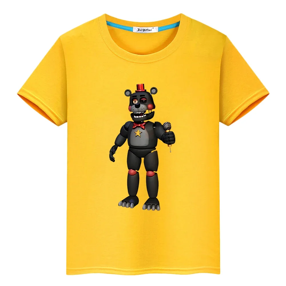 

FNAF boy Summer 100%Cotton Short T-shirt y2k one piece pride tshirt Anime Tees Cartoon Bear Rabbit Print Tops kids clothes girls