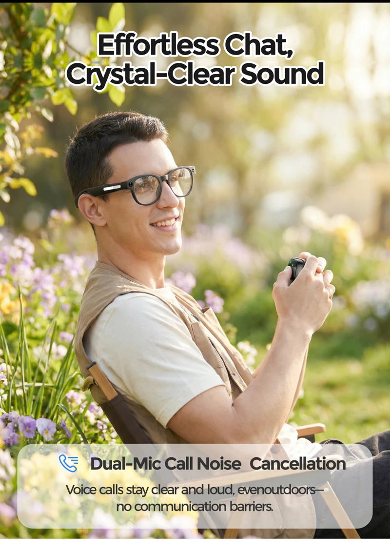 

Multifunctional Smart Sunglasses with HD Camera Video Record AI Translation Bluetooth Music Call Outdoor Daily Eyewear Accessory