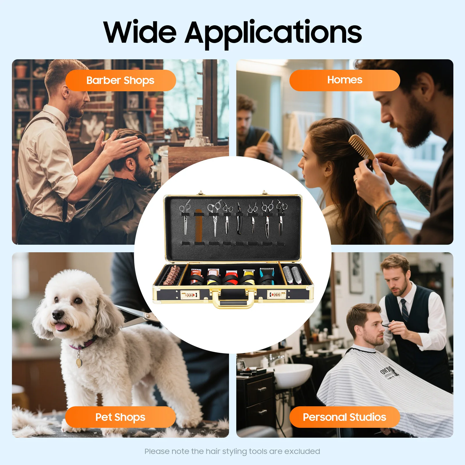 55×27×10cm理髪師用キャリーケース、セキュリティナンバーロック付き、理髪師用ケースオーガナイザー、モダンツールボックス