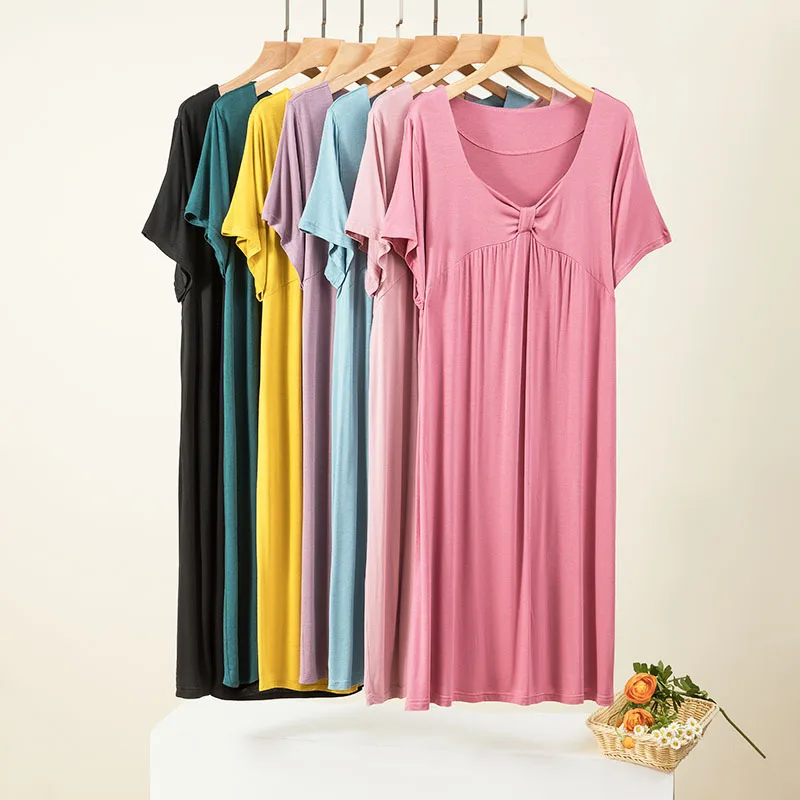 

Платье из модала, летние женские свободные платья, тонкая пижама больших размеров, повседневная комфортная домашняя одежда