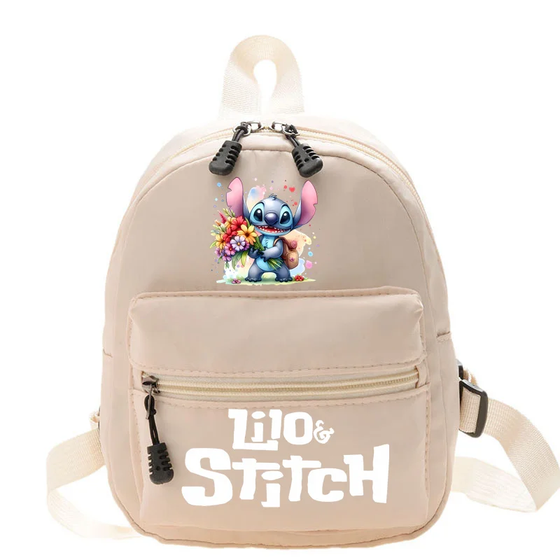 2024 Disney Lilo & Stitch Zaini da donna Trend Nylon Mini Zaini da donna Nuova borsa femminile semplice Borse da scuola per giovani piccole